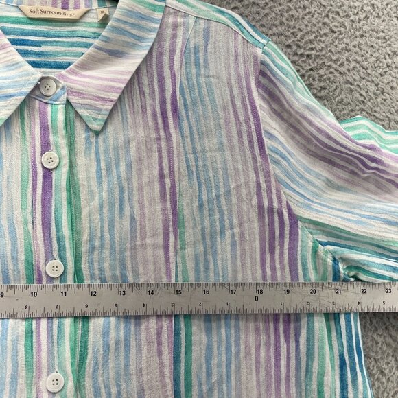 Soft Surroundings Senna Pastel Stripes Gauze Button Down Shirt Tunic Pockets XL - Picture 7 of 15